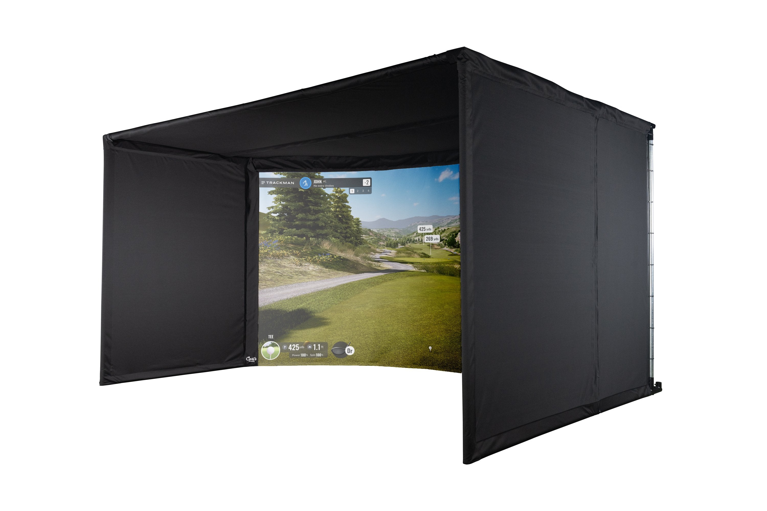 Carl’s Place Curved Golf Simulator Enclosure Kit with Impact Screen