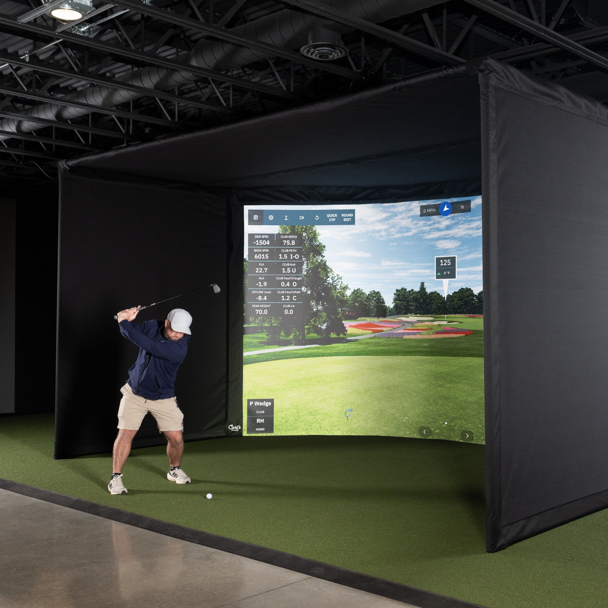 Carl’s Place Curved Golf Simulator Enclosure Kit with Impact Screen