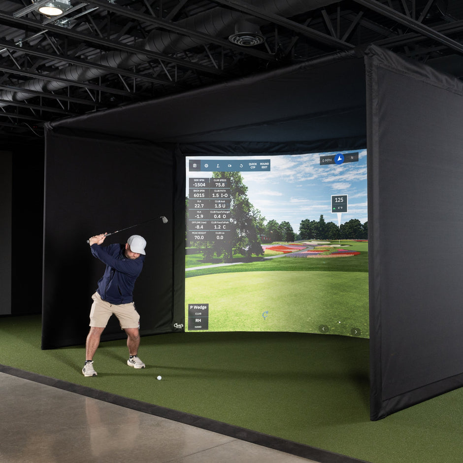 Carl’s Place Curved Golf Simulator Enclosure Kit with Impact Screen