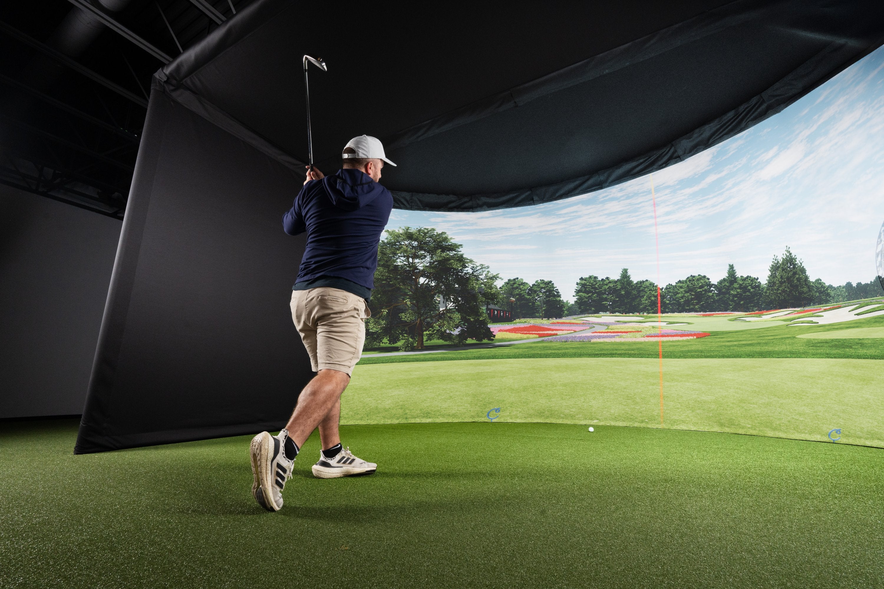 Carl’s Place Curved Golf Simulator Enclosure Kit with Impact Screen